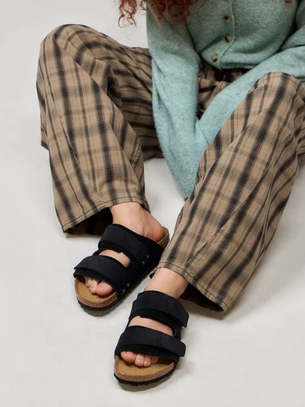 EUC birkenstock uji suede nubuck leather black sandals